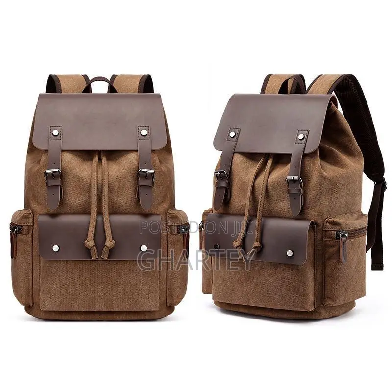 Fashion Canvas Backpack - Brown