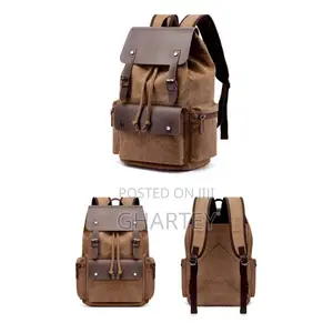 Fashion Canvas Backpack - Brown
