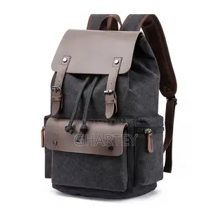 Trendy Large Space Durable Canvas Backpack Black