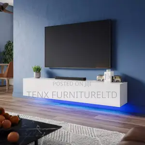 Tv Stand/Console (White) With LED Lights