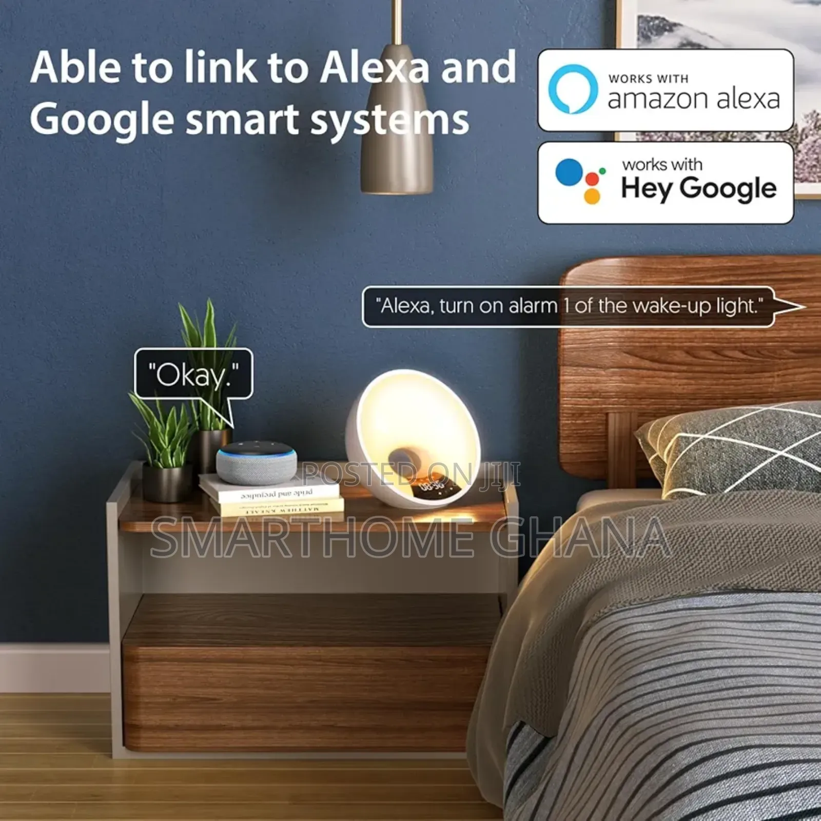 Wifi Smart Alarm Clock Speaker With Wake Up Sunlight Lamp