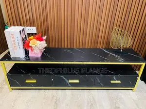 Black and Gold Tv Stand With Drawer