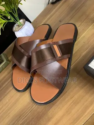 Brown Leather Layered Slipper