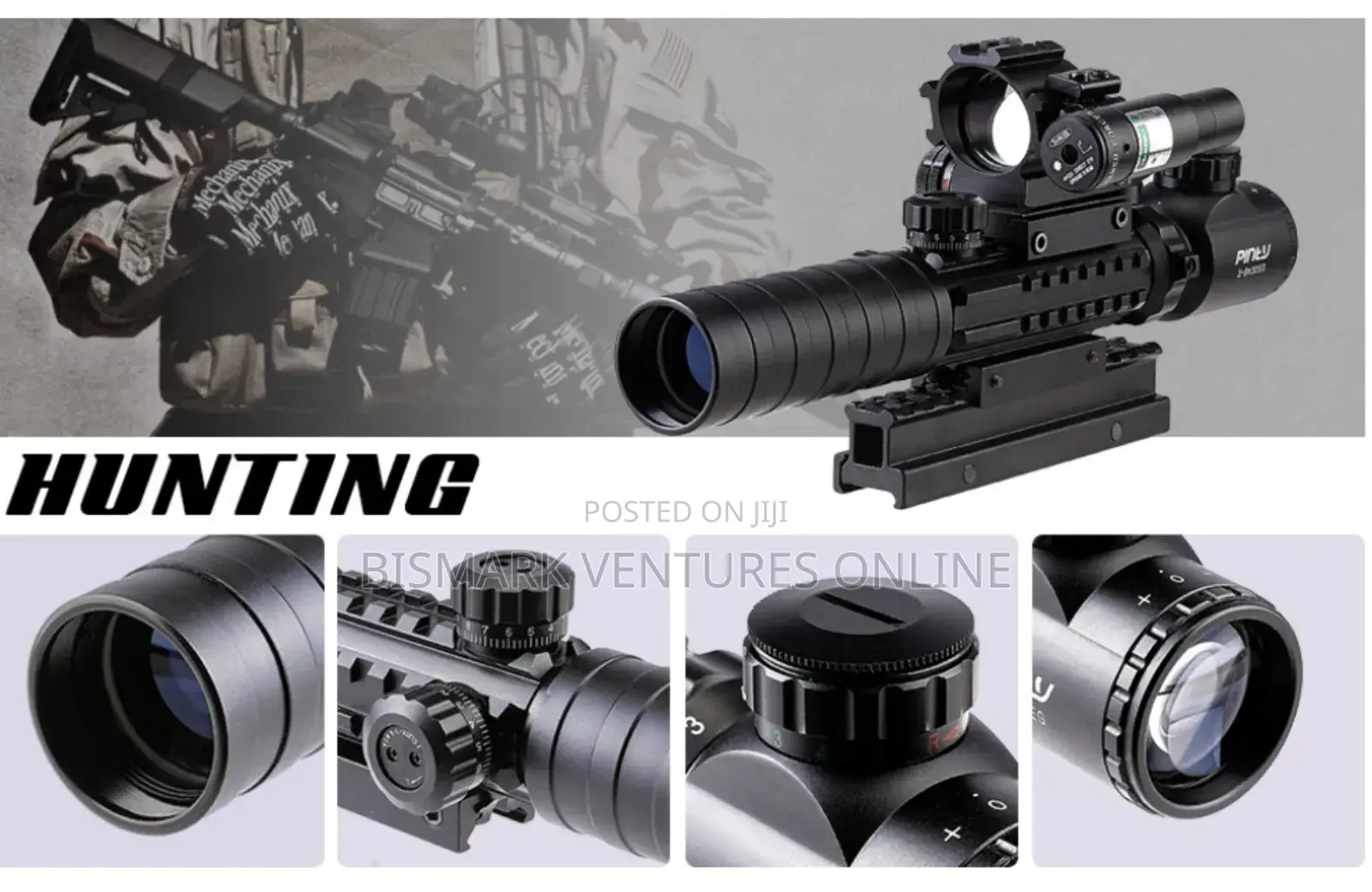 9x32 Rifle Telescope Red Dot Laser For Hunting, Tactical,