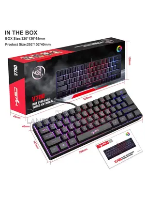 61 Keys USB Wired Gaming Keyboard With Colorful Backlight Fo