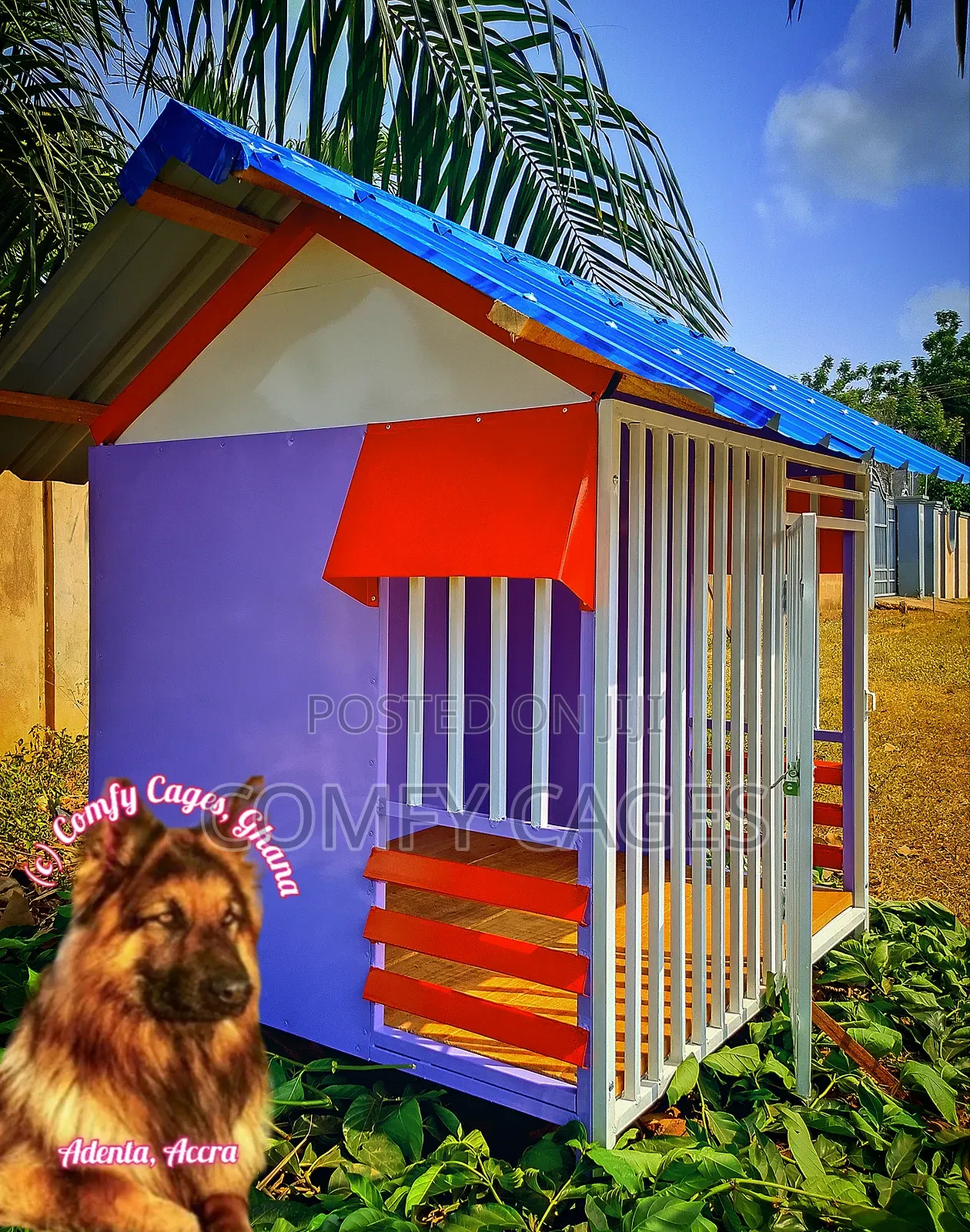 Large Rugged Galvanized Steel Comfy Security Dog Cage