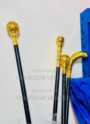 Fashion Royal Crown Walking Stick Black/Gold. NKRUMAH CIRCLE