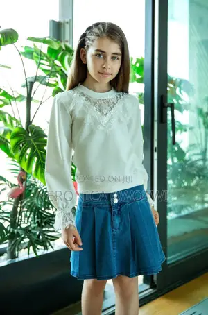 Quality Long Sleeve Blouse With Jeans Skirt