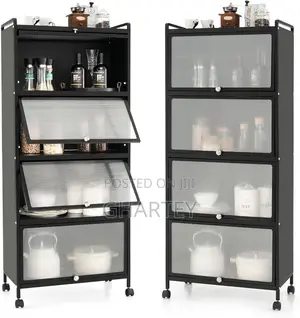 Costway 5 Tier Kitchen Storage Cabinet With Flip Up Doors