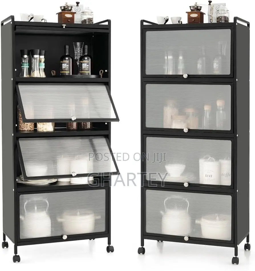 Costway 5 Tier Kitchen Storage Cabinet With Flip Up Doors