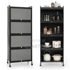 Costway 5 Tier Kitchen Storage Cabinet With Flip Up Doors