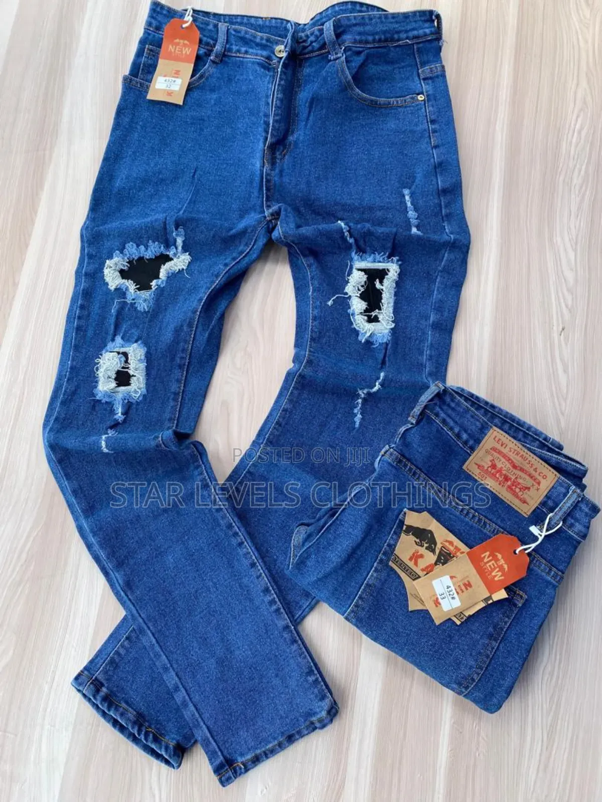 Blue Ripped Jeans Trousers