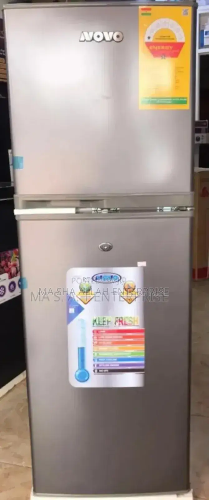 138 Liters Novo Double Door Black or Silver Refrigerator