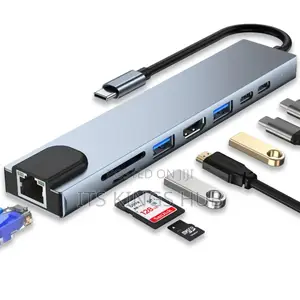 USB Hub 8 in 1 Type C Hub Adapter Docking Station for Laptop