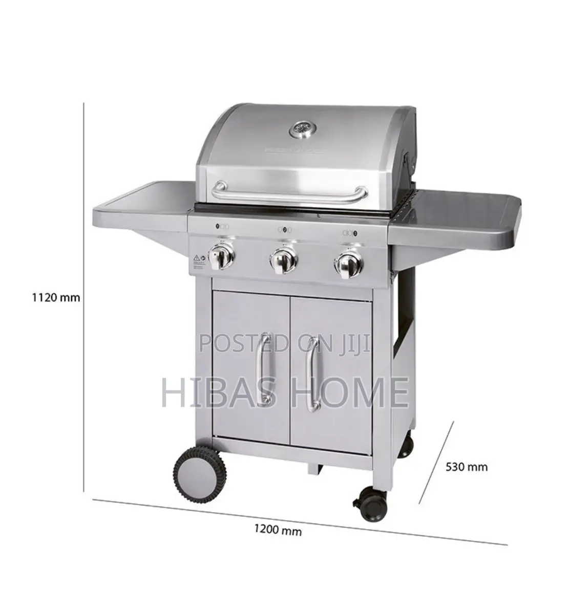 Proficook Gas Grill 3 Stainless Steel Burner 53x120x112cm