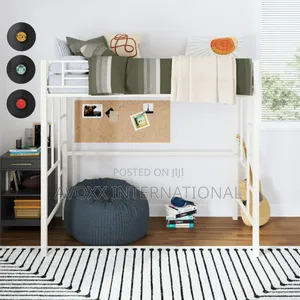 DHP Twin Metal Loft Bed, Off White/ 5410496WE