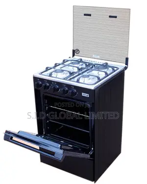 Black Coated Pearl 4 Gas Burner 50×55 With Oven and Grill