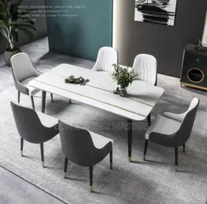 Modern 6 Chair Marble Dining Set