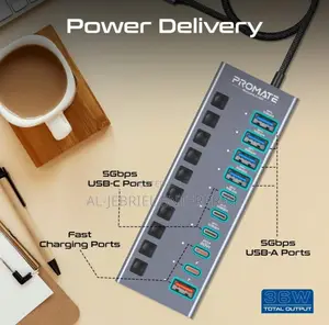 Promate Gegahub-5g UK 10-in-1 Port 5gbps USB-C Hub