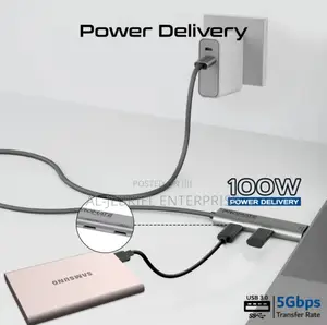Promate Portlink-C3 100W PD USB-C to USB-C Data Charge Hub