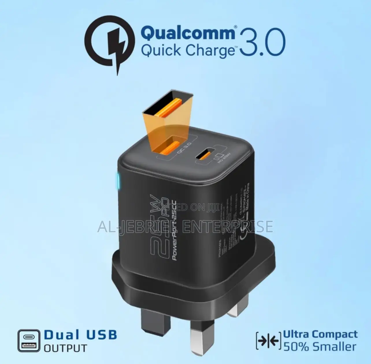 25 Watts Promate Dual Port Adapter Combo+60watts USB-C Cable