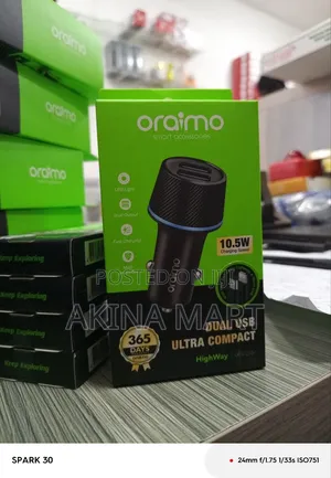 Oraimo Car Charger Dual USB Ultra 10.5 Charging Speed