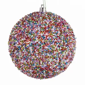 Vickerman 4.75" Multi-Colored Beaded Ball Ornament, 6 Pieces