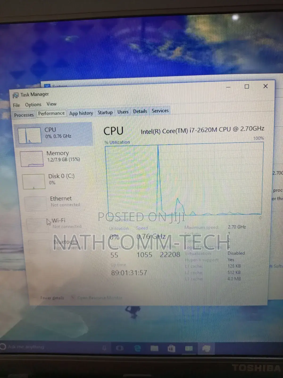 Laptop Toshiba Satellite C870 8GB Intel Core I7 HDD 500GB