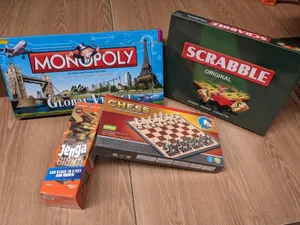 Scrabble, Monopoly, Chess and Jenga