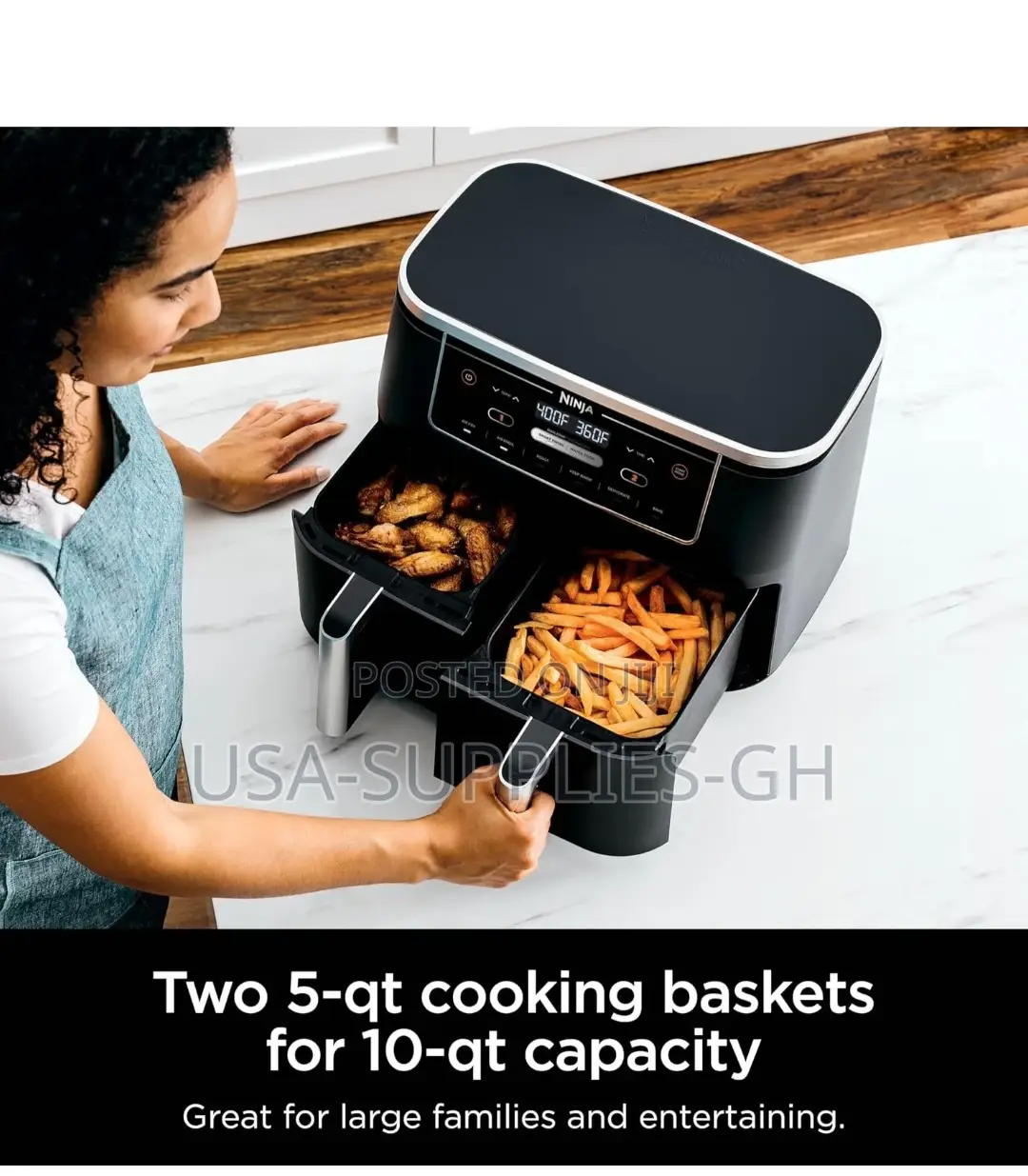 Ninja Airfryer 10 Quart 6-in-1 Xl 2-Basket -From Usa