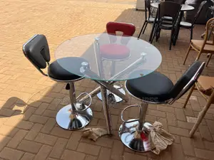 Tempered Glass Table With 3 Adjustable Chairs