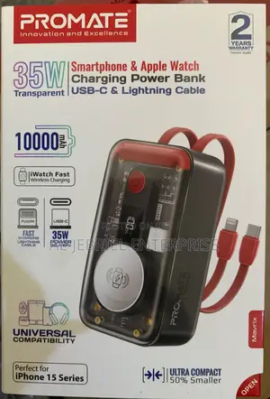 Promate Ultra-Fast 35w MAVRIX 10000mah Transparent Powerbank