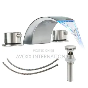 Widespread Bathroom Faucet Brushed Nickel W/Pop Up Drain