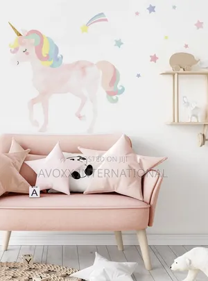 Watercolor Twinkling Unicorn W/Stars Peel Stick Stickers