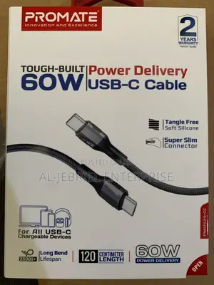 Promate Fletchlink-Cc 60W Power Delivery USB-C Cable