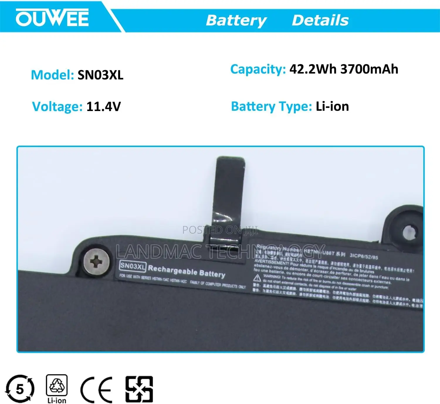 SN03XL Laptop Battery Compatible With HP Elitebook 820