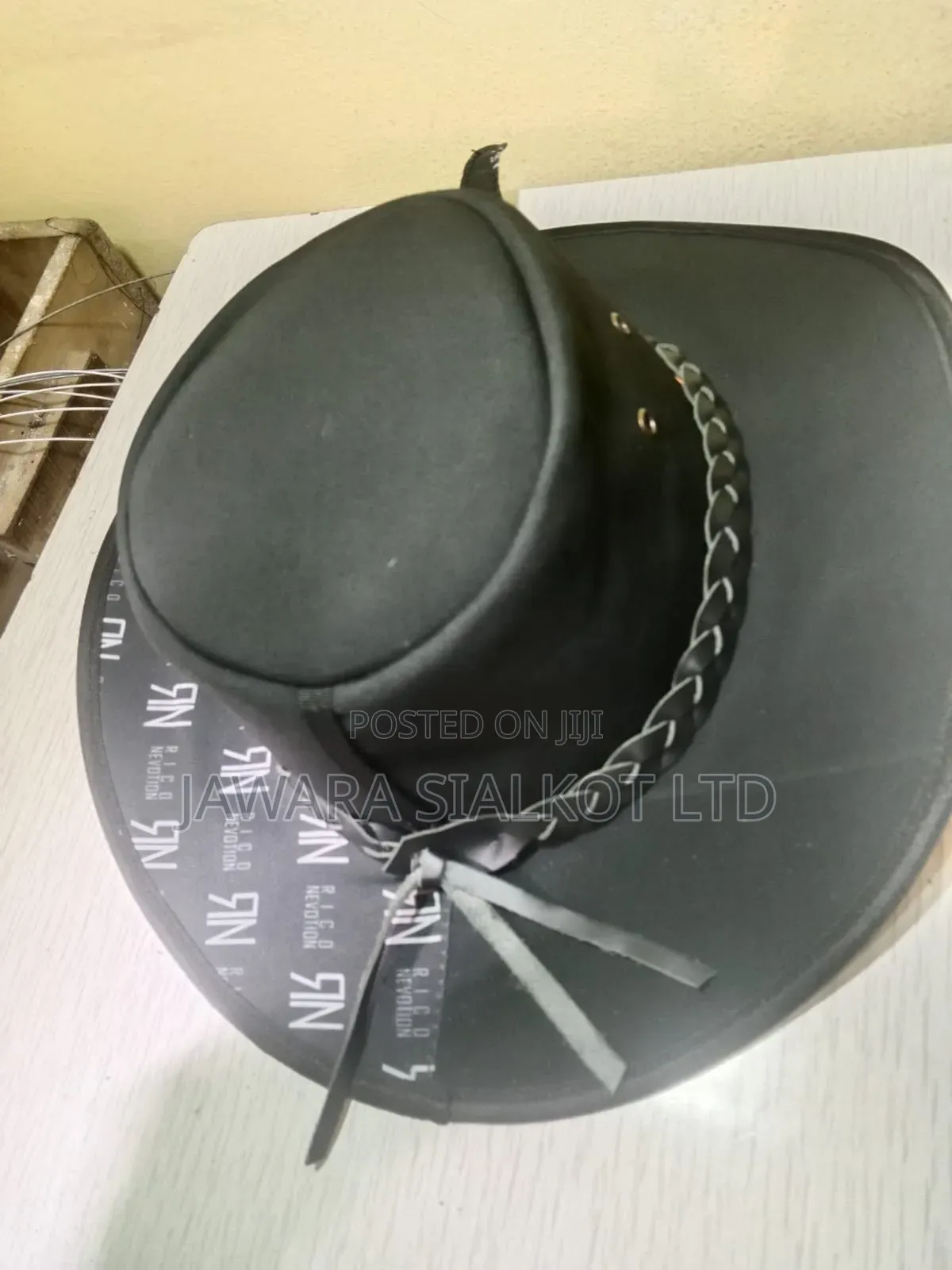 Rolled Brim Cowboy Leather Hat For Festival Gathering Adult Hand Made