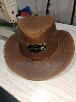 Rolled Brim Cowboy Leather Hat For Festival Gathering Adult Hand Made