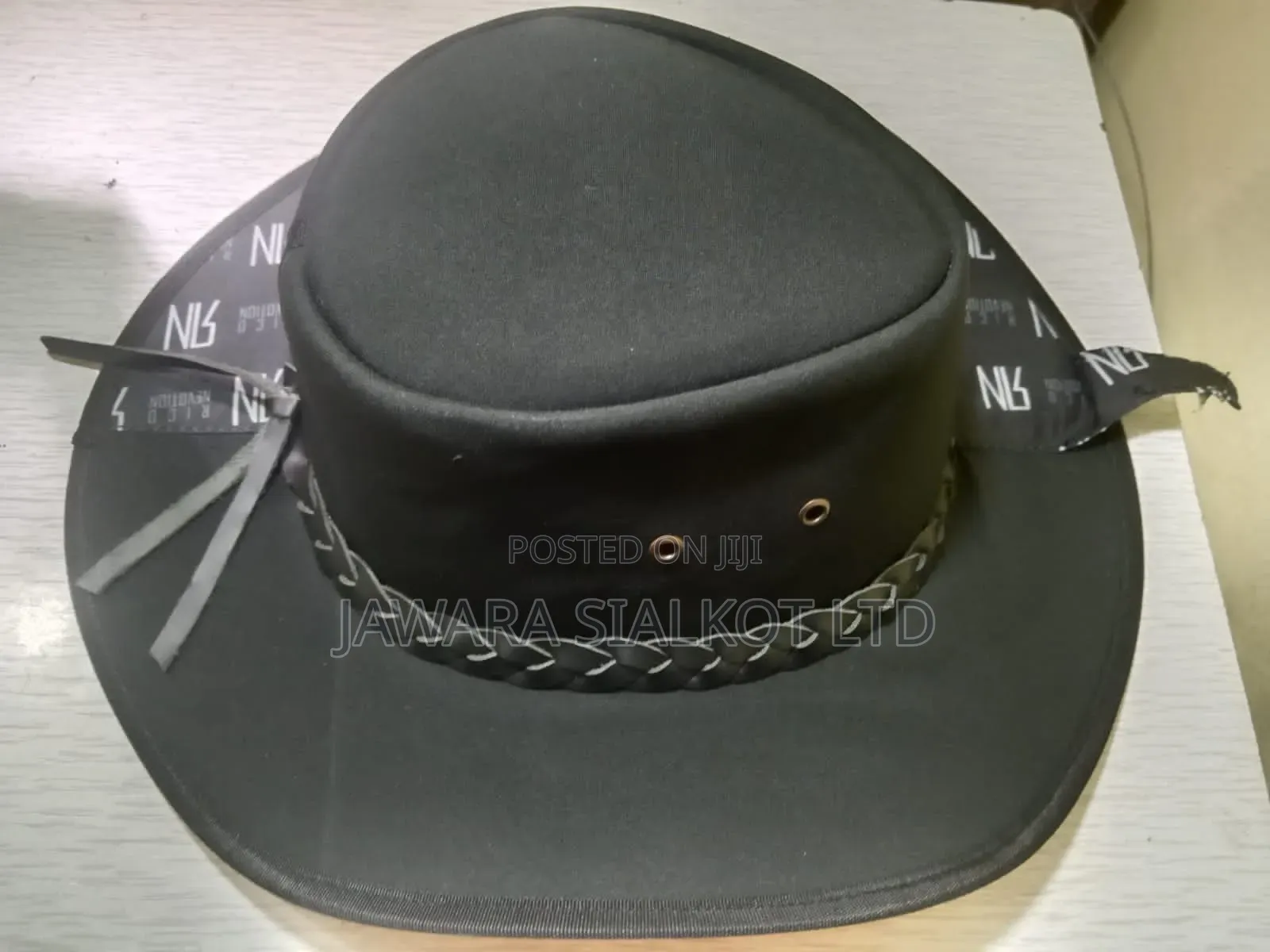 Rolled Brim Cowboy Leather Hat For Festival Gathering Adult Hand Made