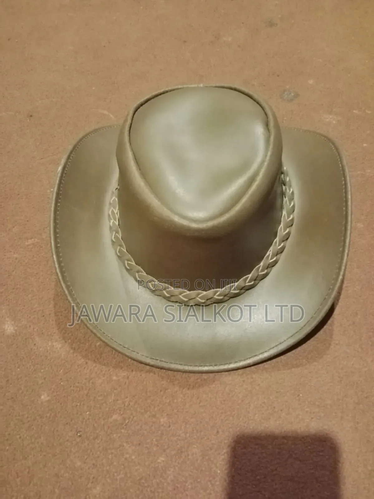 Rolled Brim Cowboy Leather Hat For Festival Gathering Adult Hand Made