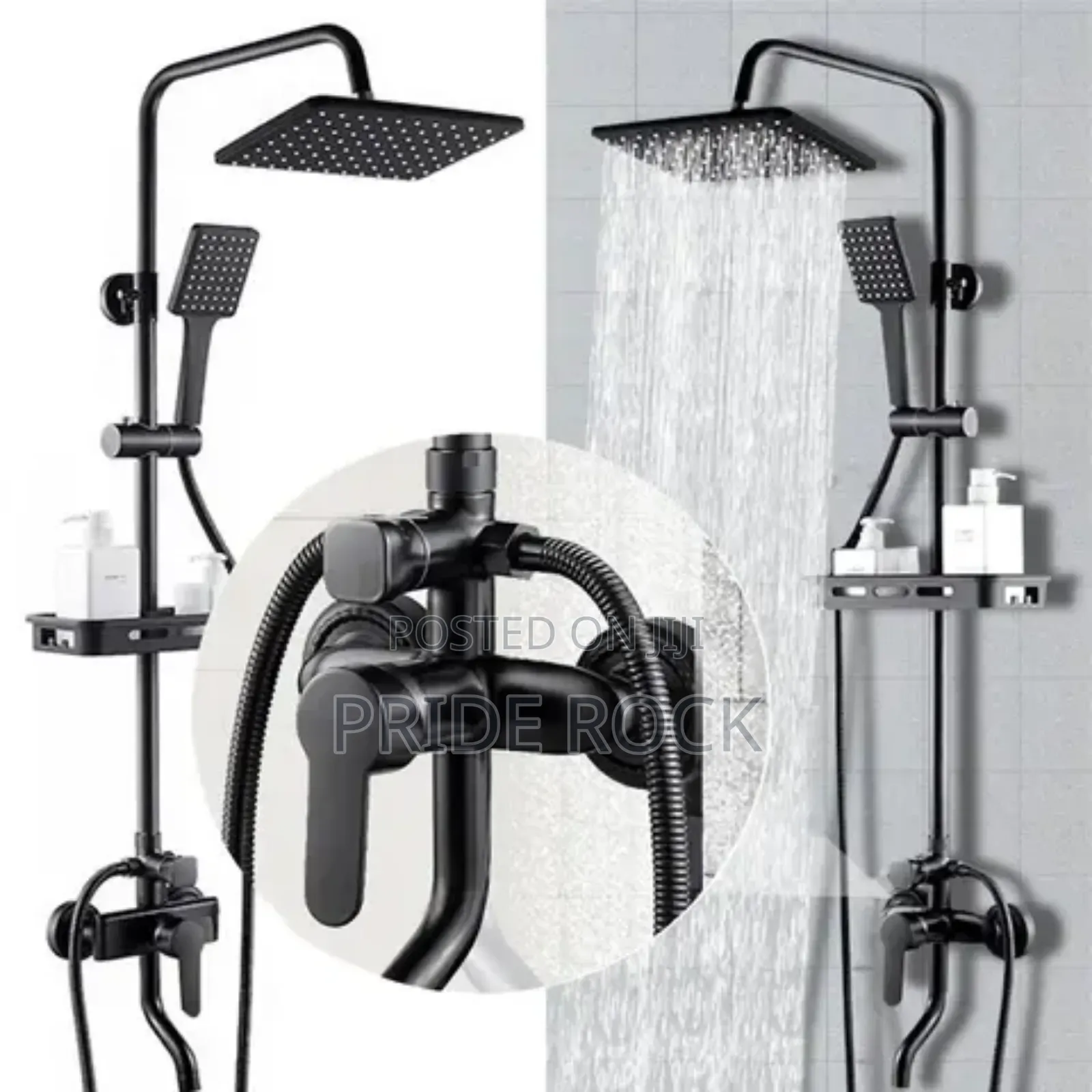 Black Shower Pole, Three in One Shower