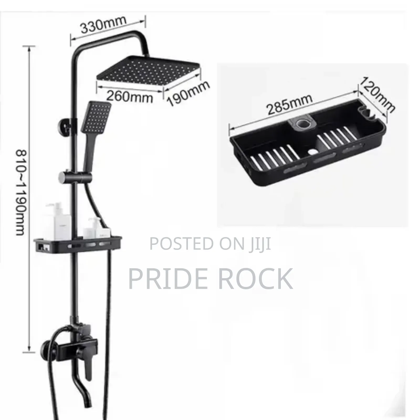 Black Shower Pole, Three in One Shower