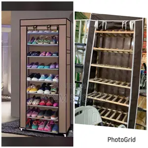 Shoe Rack Covered Wooden Bars