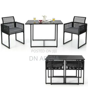 3PCS Patio PE Wicker Furniture Set Cushioned Chairs