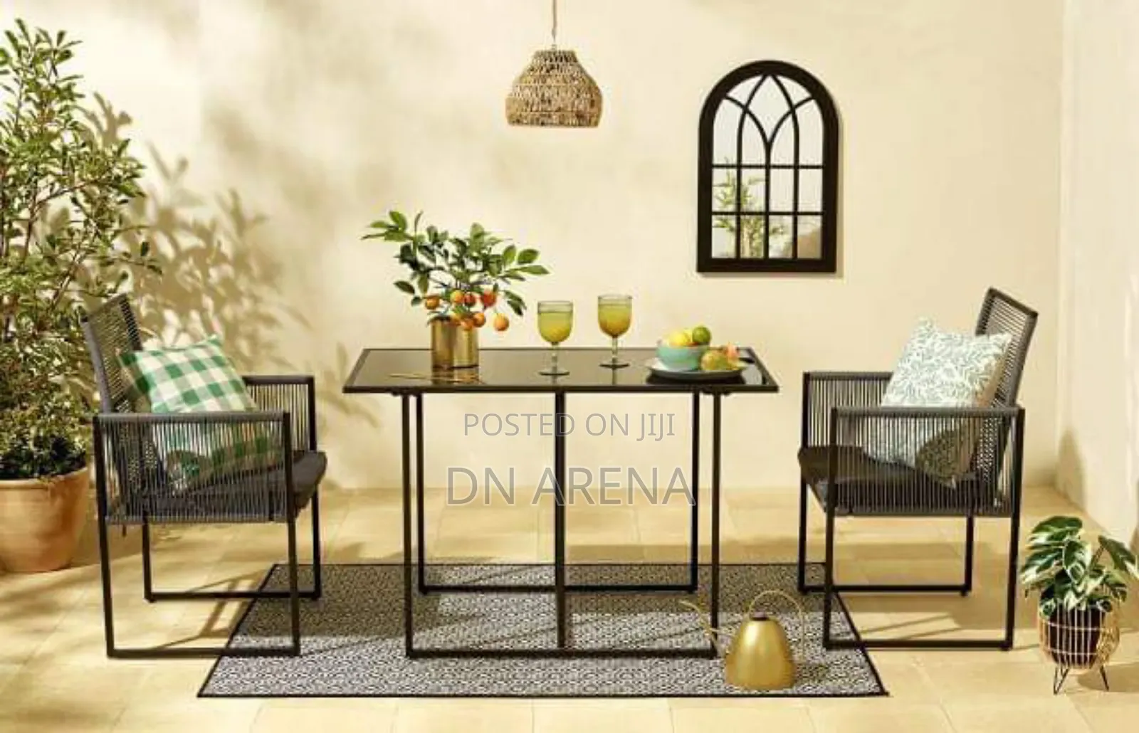3PCS Patio PE Wicker Furniture Set Cushioned Chairs