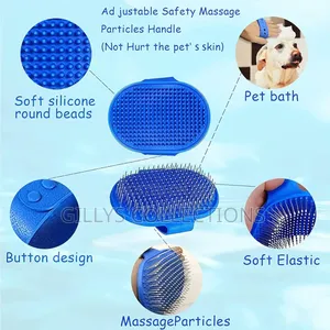 Silicone Dog Rabbits Pet Brush Metal Bristles With Hand Wrap