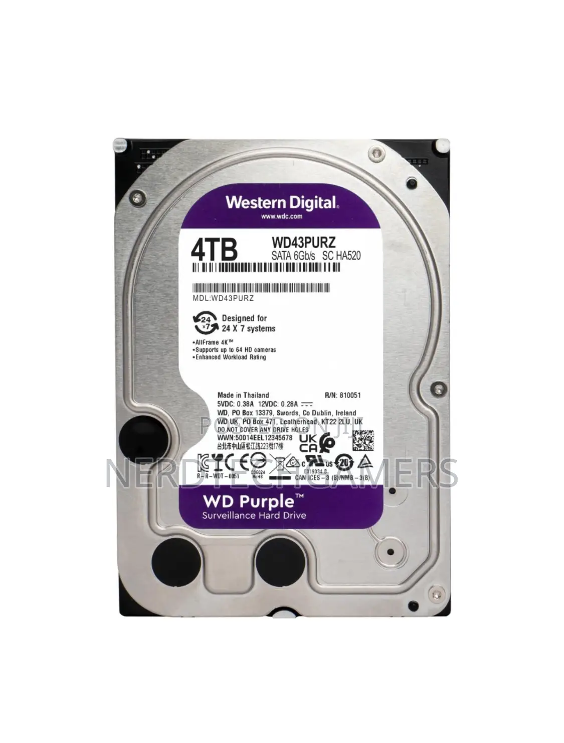 Western Digital 4TB WD Purple Internal HDD - 4TB