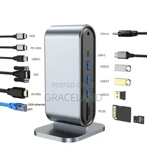 12 in 1 Tower USB Type C Docking Station PD 100W