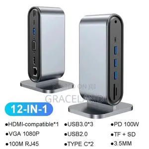 12 in 1 Tower USB Type C Docking Station PD 100W