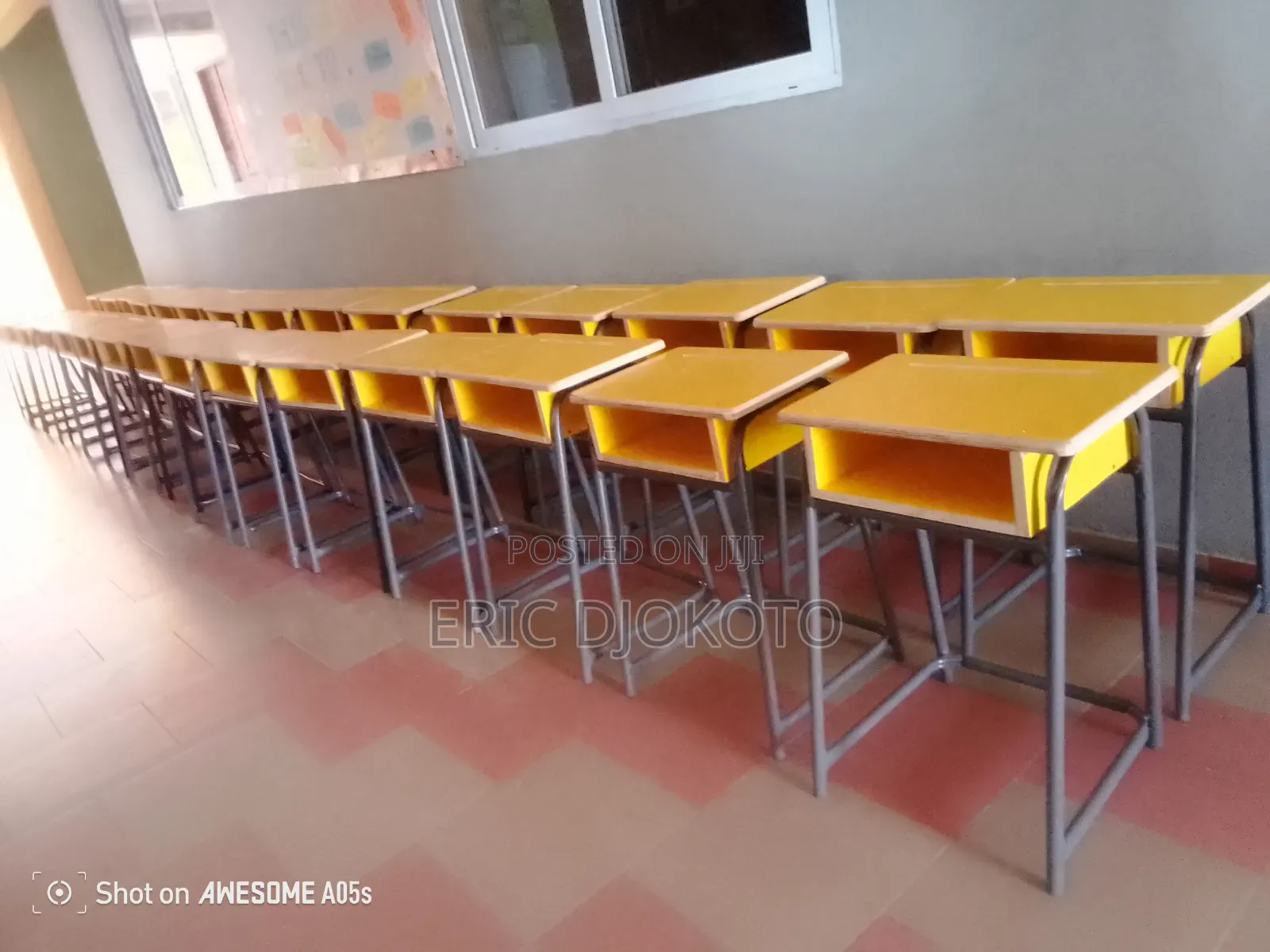 Students Desk Metal and Yellow Laminate